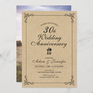 Elegant kraft 30th Wedding Anniversary Invitation