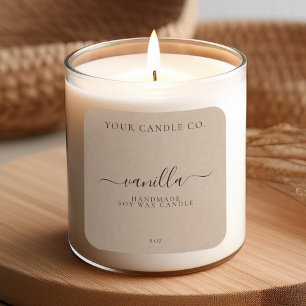 Elegant Kraft Minimalist Script Candle Label