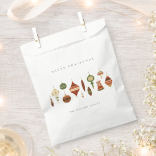 ELEGANT KRAFT RED GREEN STAR CHIRSTMAS ORNAMENTS FAVOUR BAG