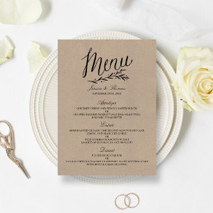 Elegant Kraft Wedding Menu Templates