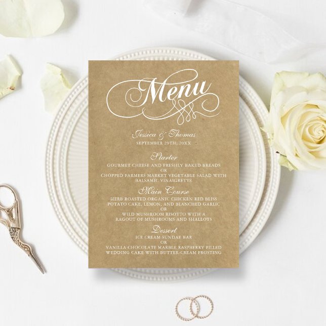 Elegant Kraft Wedding Menu Templates (Creator Uploaded)