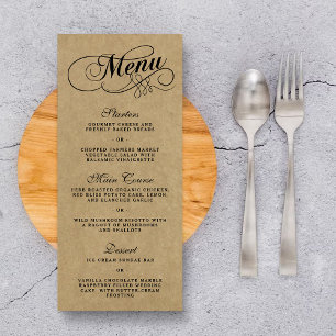Elegant Kraft Wedding Menu Templates