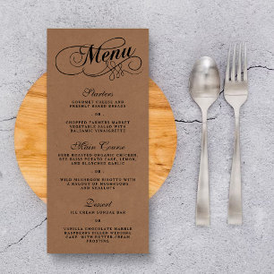 Elegant Kraft Wedding Menu Templates