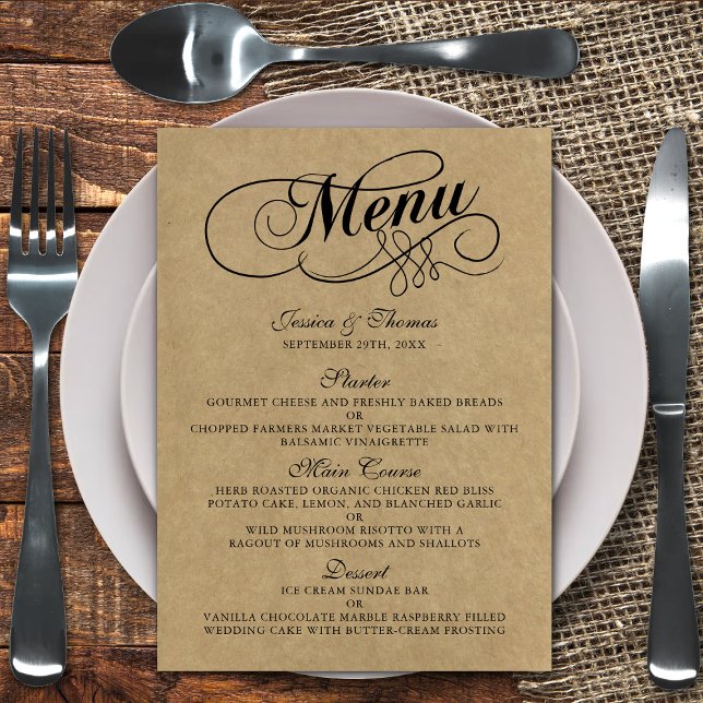 Elegant Kraft Wedding Menu Templates (Creator Uploaded)