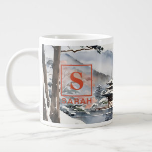 Elegant Kyoto in Winter Watercolor Art - Mug