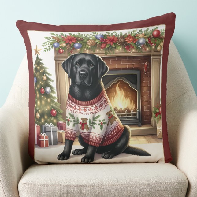 Elegant Labrador Retriever Christmas Puppy Dog  Cushion (Creator Uploaded)