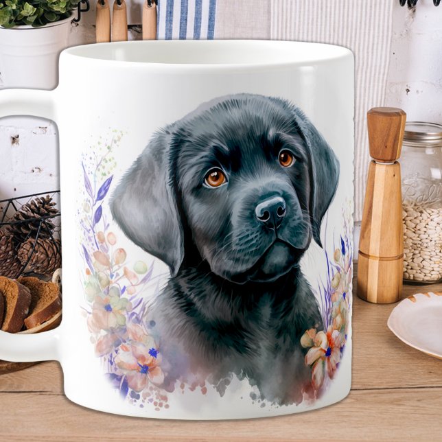 Elegant Labrador Retriever Floral Puppy Dog Coffee Mug (Creator Uploaded)