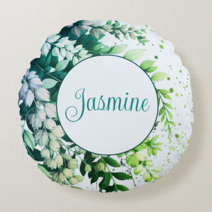 Elegant Laburnum Cascade Round Cushion