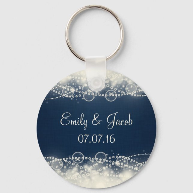 Elegant Lace and Pearls Wedding Favour Key Ring (Front)