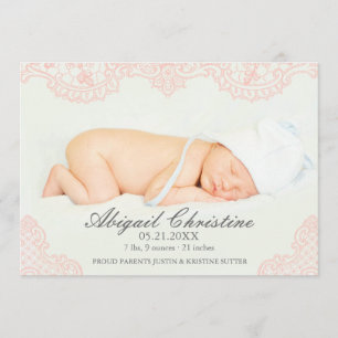 Elegant Lace Baby Girl Birth Announcement
