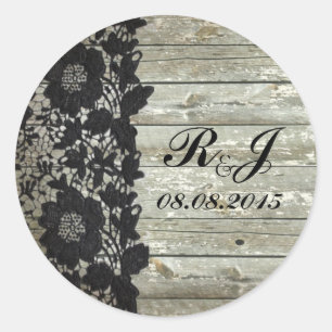 Elegant lace barn country wedding thank you classic round sticker