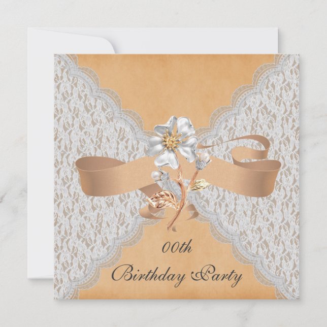 Elegant Lace Birthday Party Invitations (Front)