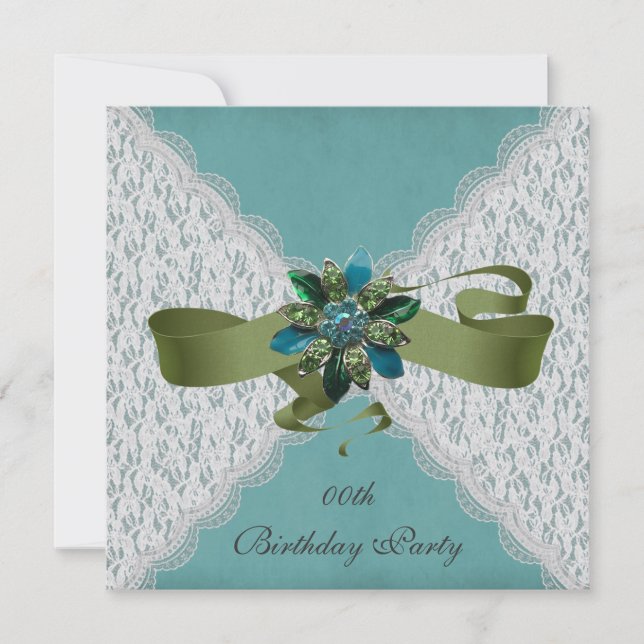Elegant Lace Birthday Party Invitations (Front)