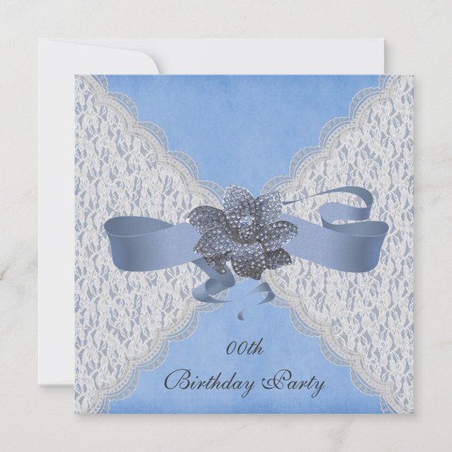 Elegant Lace Birthday Party Invitations (Front)