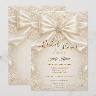 Elegant Lace Bow Bridal Shower Invitation