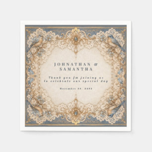 Elegant lace country wedding ivory taupe napkin