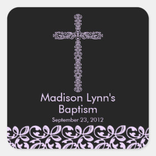 Elegant Lace Cross Holy Baptism Favour Seal