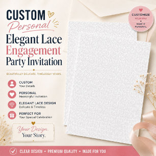 Elegant Lace Engagement Party Invitation