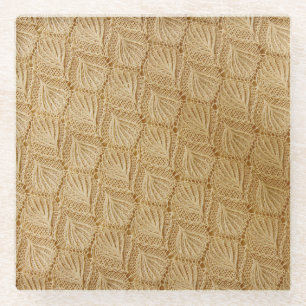Elegant lace fabric: textured patterns. glass coaster