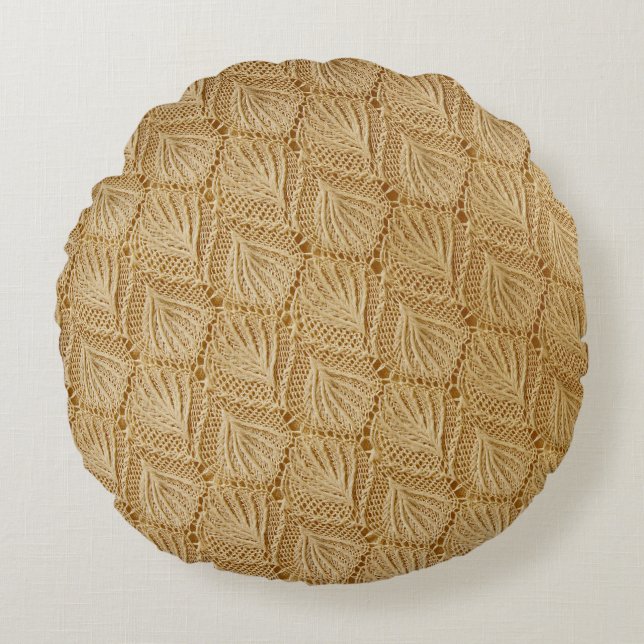 Elegant lace fabric: textured patterns. round cushion (Front)