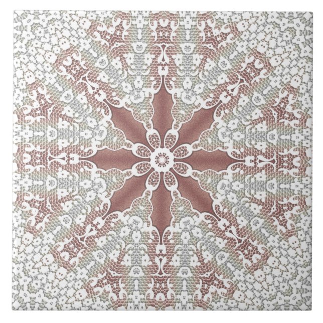 Elegant Lace Floral Ceramic Tile (Front)