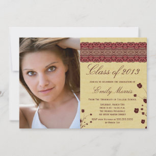 Elegant lace floral photo gradation announcement