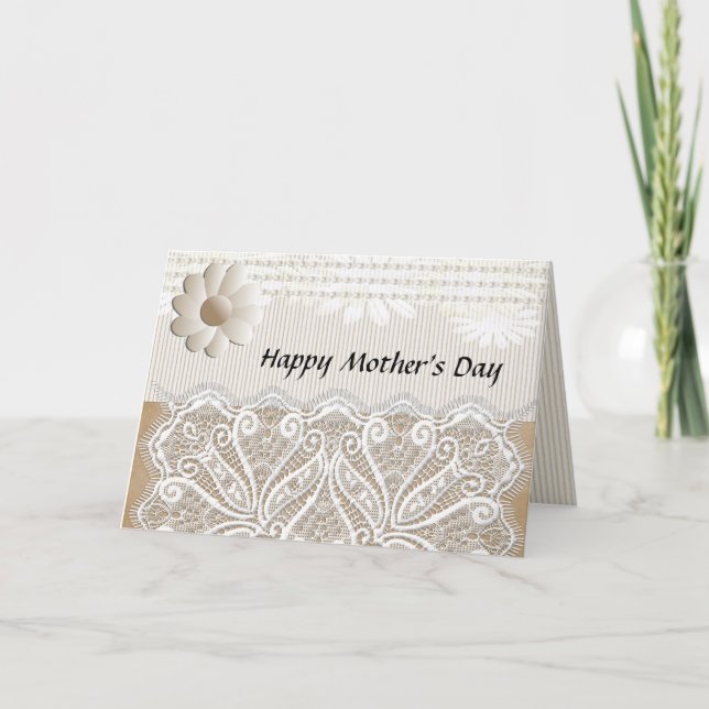 Elegant Lace-Look Country Style Mother's Day Card (Front)
