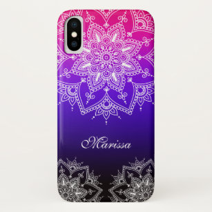 Elegant Lace Mandala Flowers Pink Purple Ombre Case-Mate iPhone Case