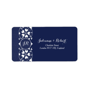 Elegant Lace Monogram Wedding Address Labels