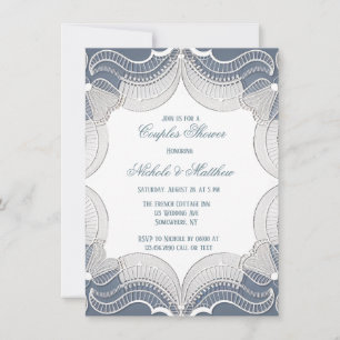 Elegant Lace On Blue Gradient Couples Shower Invitation