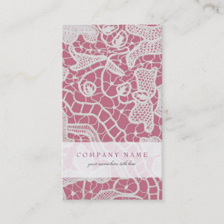 Elegant Lace on Pink Background - Business Card