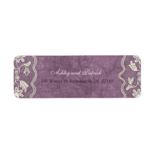 Elegant Lace on Violet Background Address Label Return Address Label