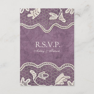 Elegant Lace on Violet Background RSVP