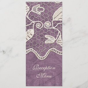 Elegant Lace on Violet Background Wedding Menu Invitation