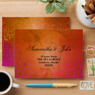 Elegant Lace Rustic & Black Modern Minimal Envelope