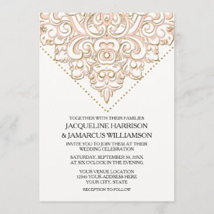 Elegant Lace Scroll Swirl Modern Simple Wedding Invitation
