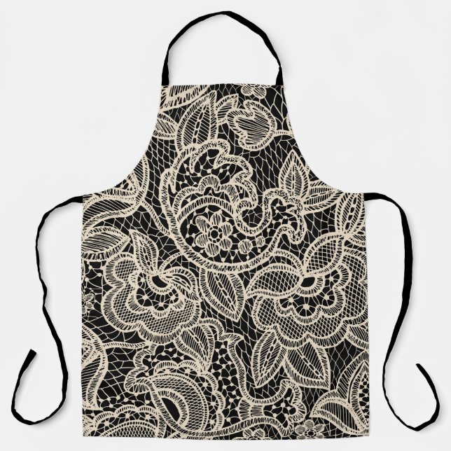 Elegant Lace Seamless Pattern Design Apron (Front)