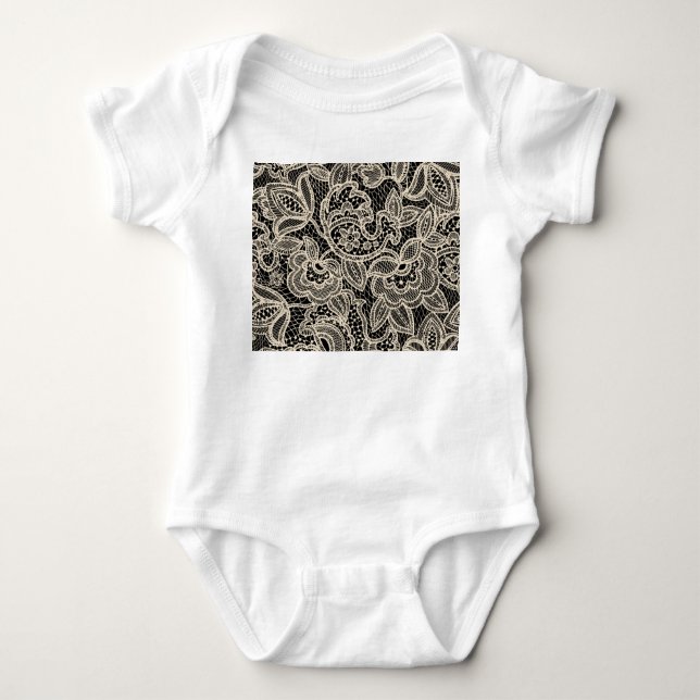 Elegant Lace Seamless Pattern Design Baby Bodysuit (Front)
