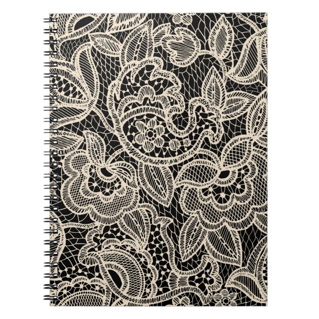 Elegant Lace Seamless Pattern Design Notebook (Front)