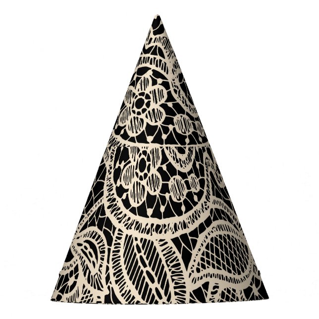 Elegant Lace Seamless Pattern Design Party Hat (Front)