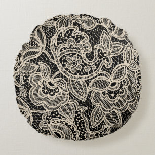 Elegant Lace Seamless Pattern Design Round Cushion