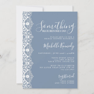 Elegant Lace Something Blue Bridal Shower Invitation
