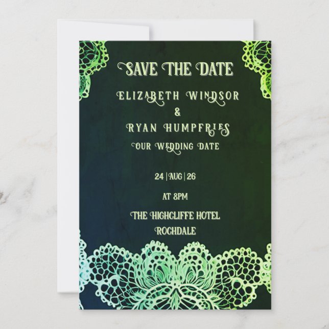 Elegant Lace" Wedding Invitation Collection  (Front)