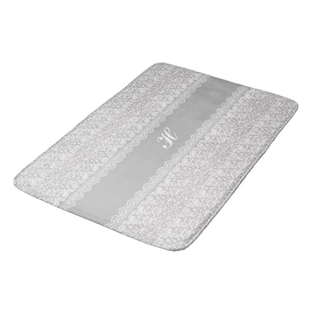 Elegant Lace with (or without) Initial Bath Mat (Angled)