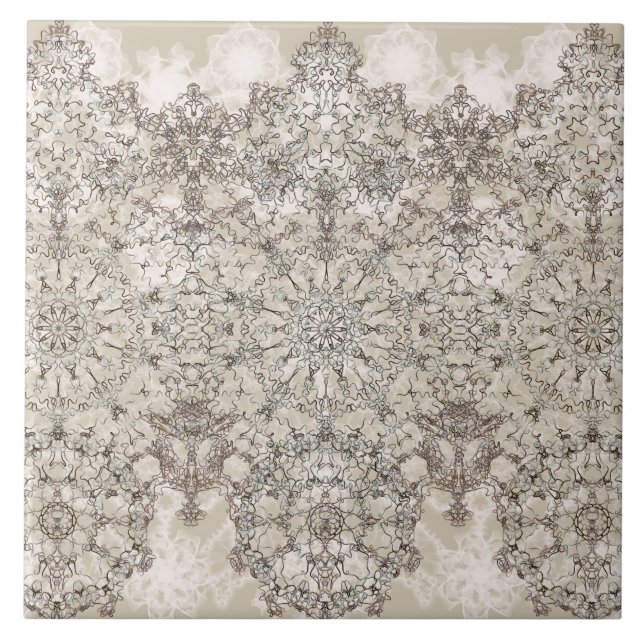 Elegant laced  golden white pattern ceramic tile (Front)
