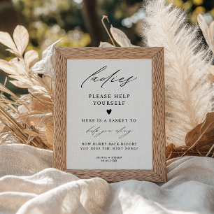 Elegant Ladies Bathroom Basket Wedding Sign