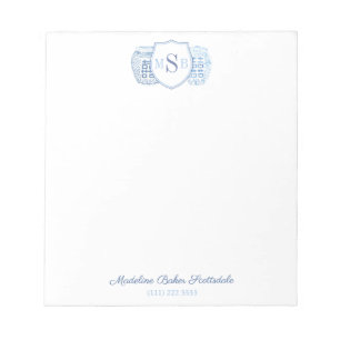 Elegant Ladies Ginger Jar Blue And White Monogram Notepad