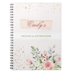 Elegant Ladies Girly Diary Floral Pastel Pink Chic Notebook