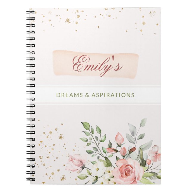 Elegant Ladies Girly Diary Floral Pastel Pink Chic Notebook (Front)