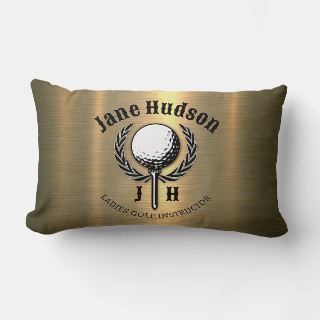 Elegant Ladies Golf Monogram Design Lumbar Cushion (Front)